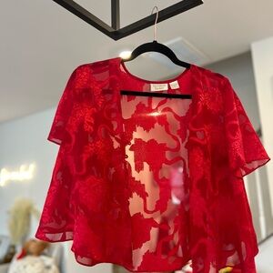 Victoria's Secret Gold Label Vibrant Red Sheer Kimono